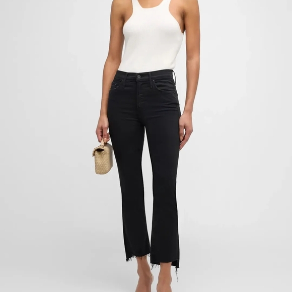 Mother The Insider Crop Step Fray In Not Guilty Black Jeans Size 24 MSRP$228 - Picture 1 of 8